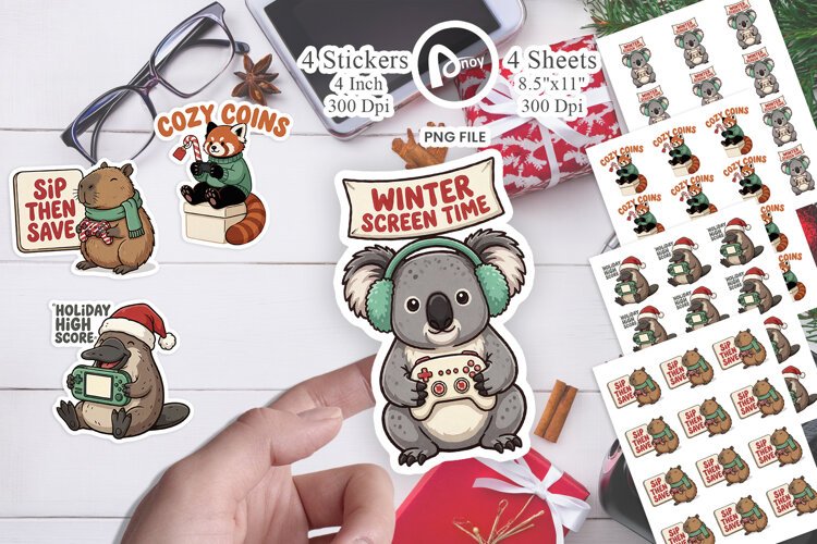 Candy-Cane Controller Gamer Pets Sticker example image 1