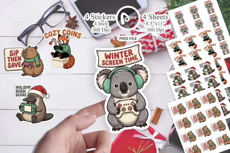 Candy-Cane Controller Gamer Pets Sticker