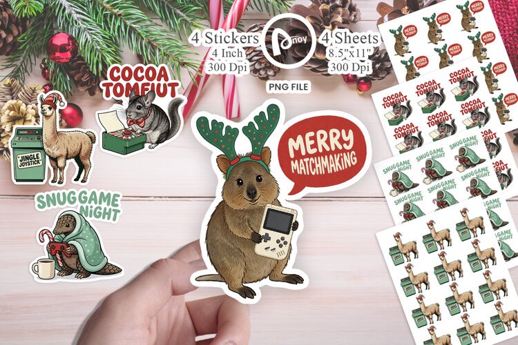 Candy-Cane Controller Gamer Pets Sticker example image 1