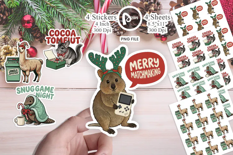 Candy-Cane Controller Gamer Pets Sticker