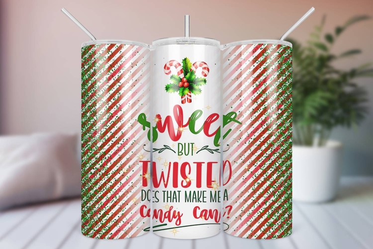 Christmas Tumbler Wrap, Candy Cane Sublimation PNG design