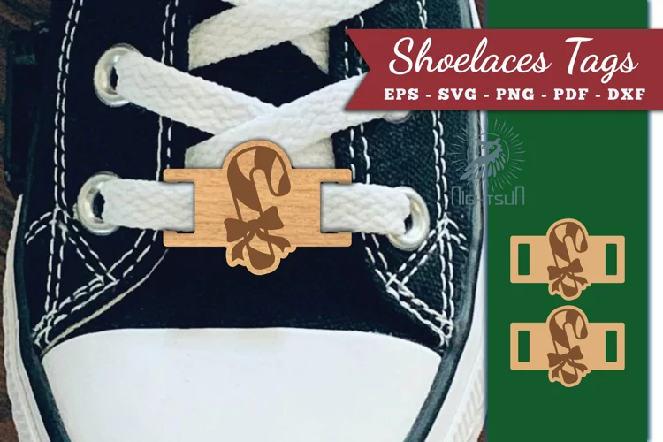 Candy Cane Shoelaces Tags Laser Cut SVG