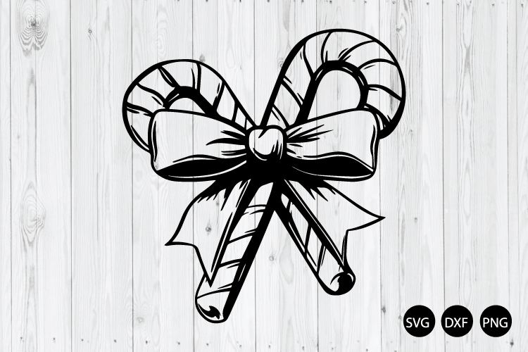 Candy Cane With Bow SVG, Christmas SVG, Peppermint SVG