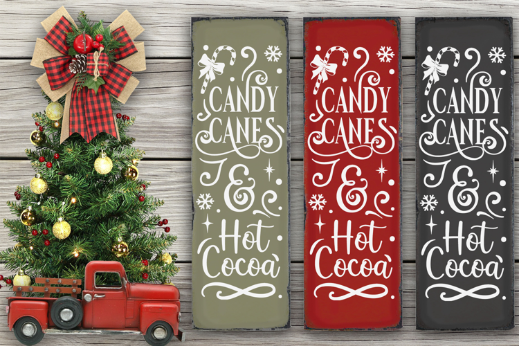 Candy Canes and Hot Cocoa Christmas Porch Sign SVG
