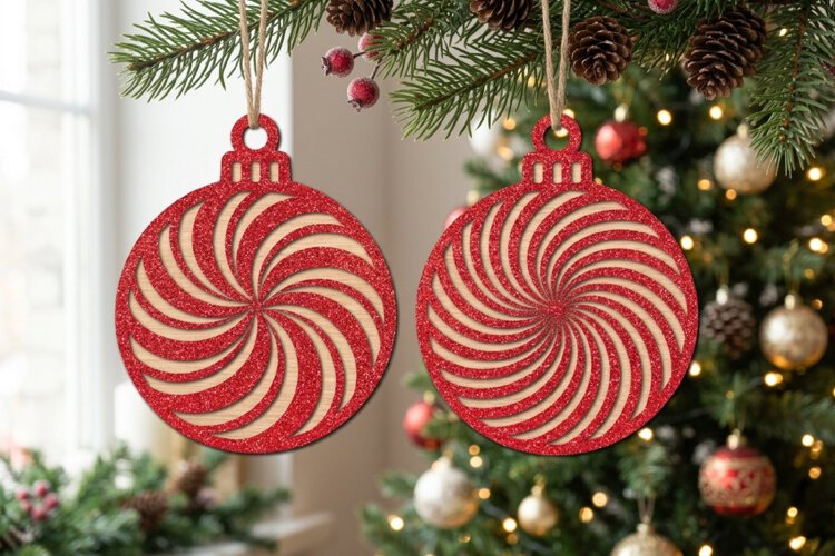 Candy Christmas Bauble SVG Laser Cut File For Crafters example image 1