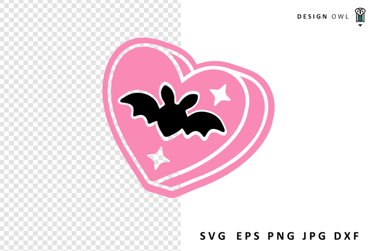 Halloween Candy Heart With Bat SVG