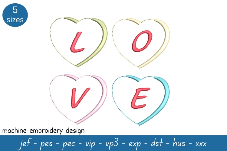 Candy hearts Love embroidery design