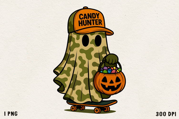 Candy Hunter Ghost Cute Halloween Camouflage Ghost PNG