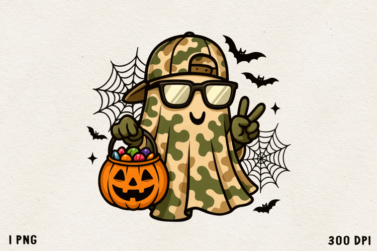 Candy Hunter Ghost Cute Halloween Camouflage Ghost PNG
