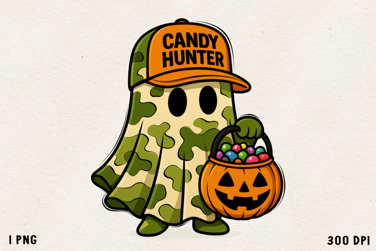 Candy Hunter Ghost Cute Halloween Camouflage Ghost PNG