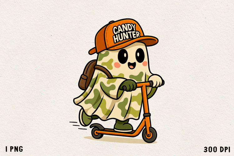Candy Hunter Ghost Cute Halloween Camouflage Ghost PNG