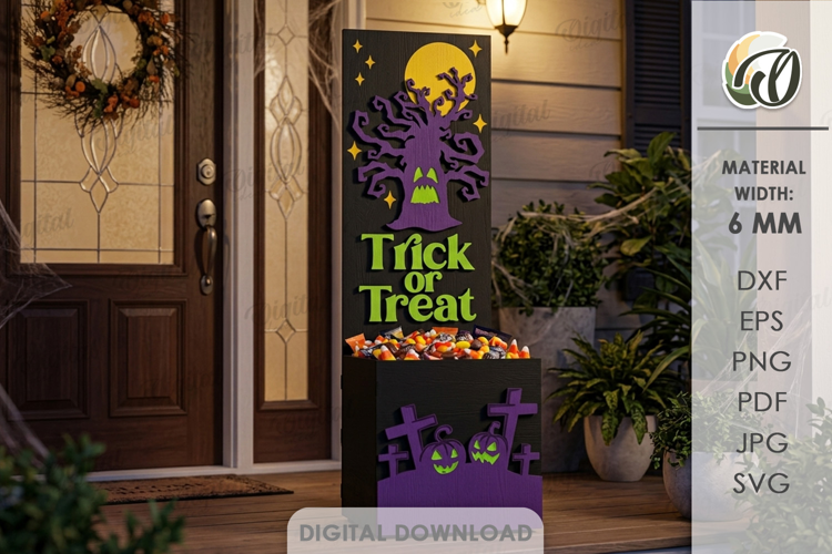 Halloween Porch Candy Holder Laser Cut. Candy Box SVG