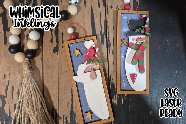 Candy Cane Duo Frame Ornaments Laser SVG|