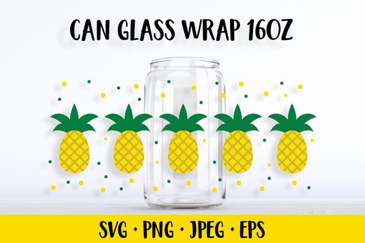 Pineapple can glass wrap SVG. Summer libbey glass can example image 1