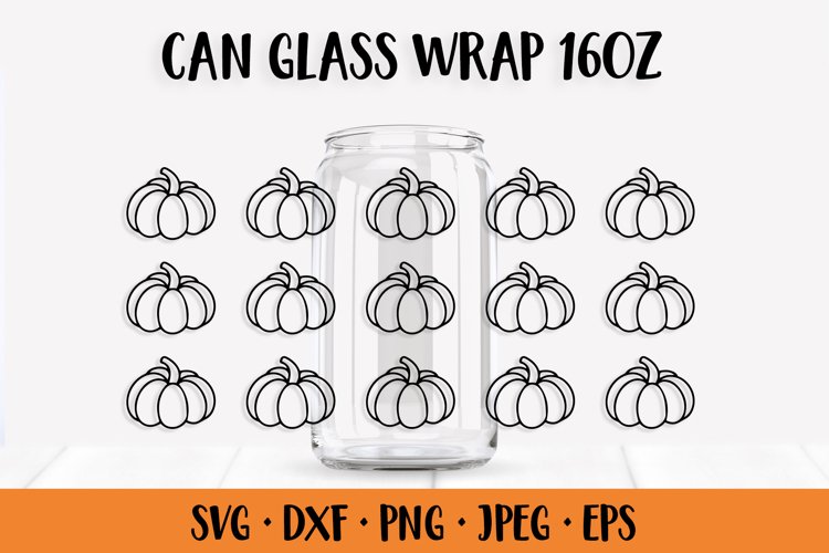 Pumpkins Can Glass Wrap. Thanksgiving Glass Can SVG example image 1