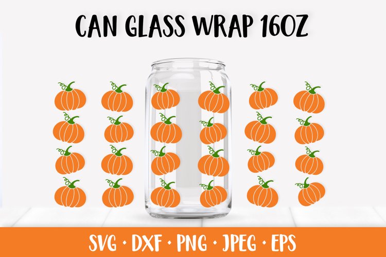 Pumpkin Can Glass Wrap SVG. Thanksgiving Glass Can Full Wrap