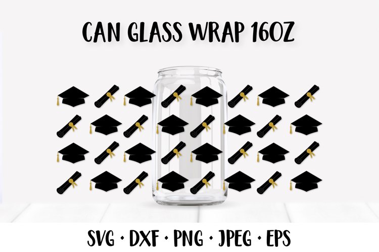Graduation Can Glass Wrap SVG. Graduate Glass Can Design 133