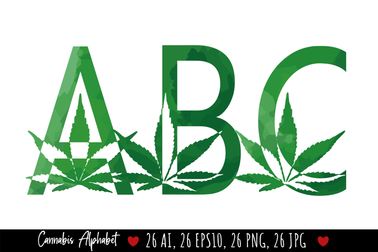 Cannabis Latin Green Alphabet