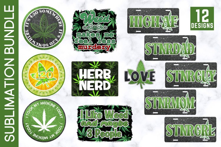 Cannabis Sublimation Bundle - 12 Designs (1870262) | Sublimation