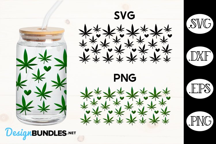 Cannabis Wrap For Libbey Can Glass SVG | Cannabis SVG