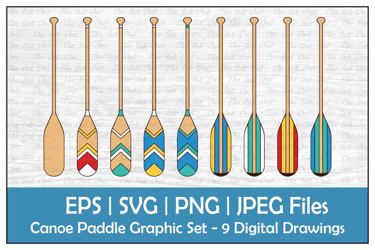 Painted Canoe Paddle Vector Clipart Bundle