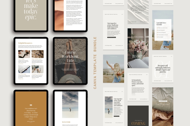 Clean, Modern Ebook and Social Media Canva Template Bundle