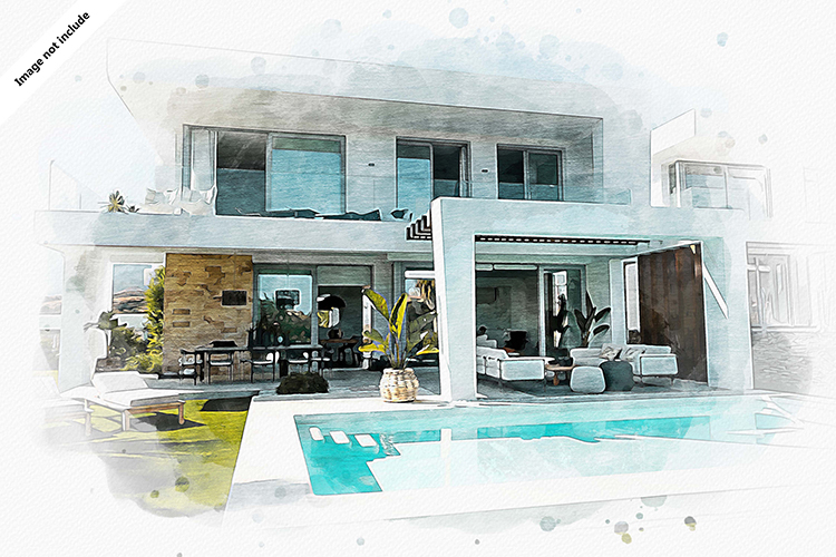 Dream House Watercolor Art Template