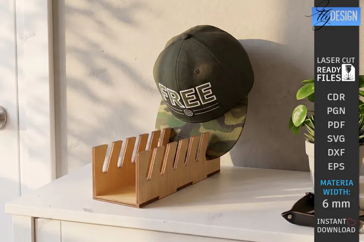 Cap Rack Laser Cut | Wooden Cap Storage | Hat Holder Laser