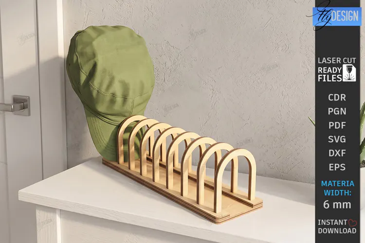 Cap Rack Laser Cut | Wooden Cap Storage | Hat Holder Laser