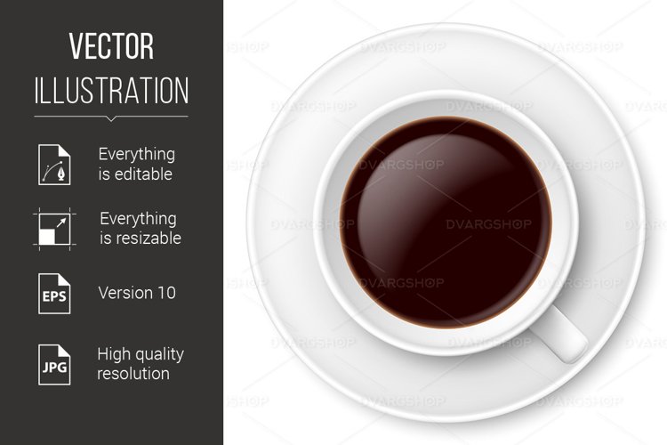 White mug of coffee and saucer