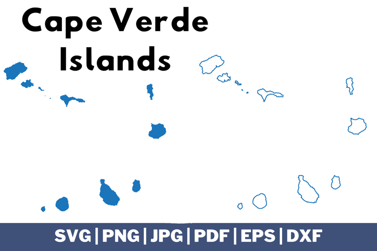 Cape Verde Islands Outlines and Solid SVG