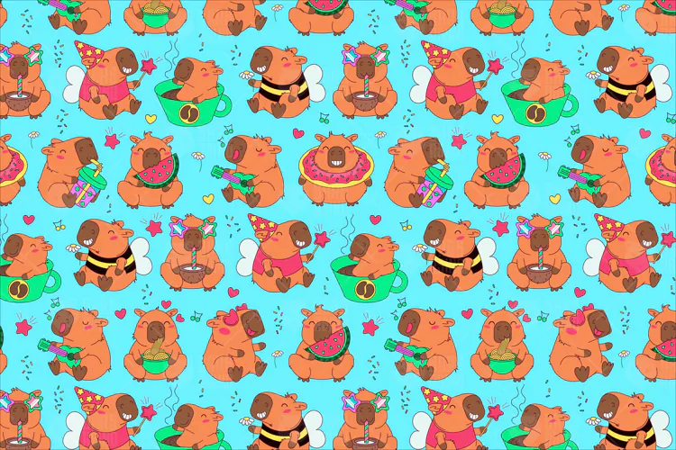 Capybara Seamless Pattern