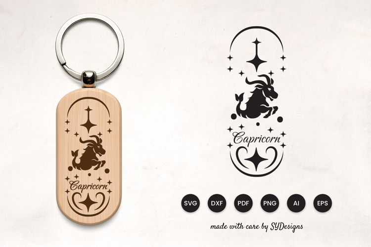 Capricorn Keychain Laser Cut SVG - Zodiac Laser Cut