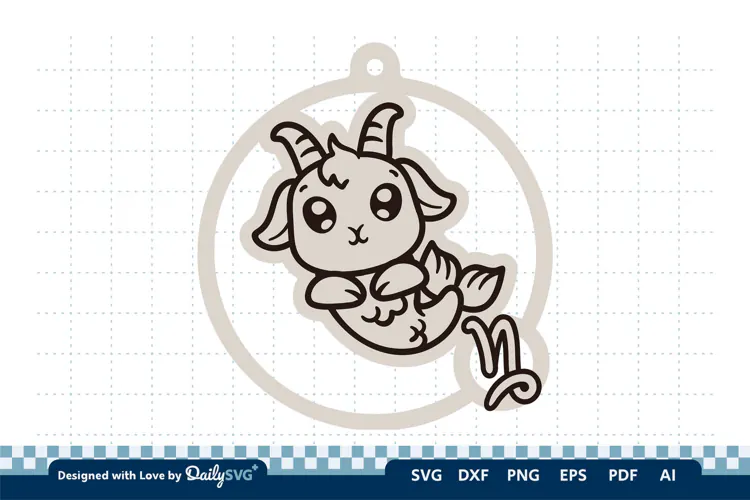 Cute Zodiac Keychain SVG | Capricorn Astrology Design
