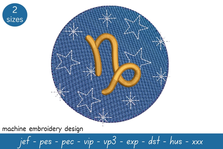 Capricorn Embroidery Design - Astrological Pattern