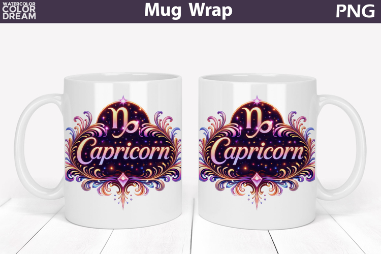 Capricorn Zodiac Mug Wrap | Astrology Cup Sublimation