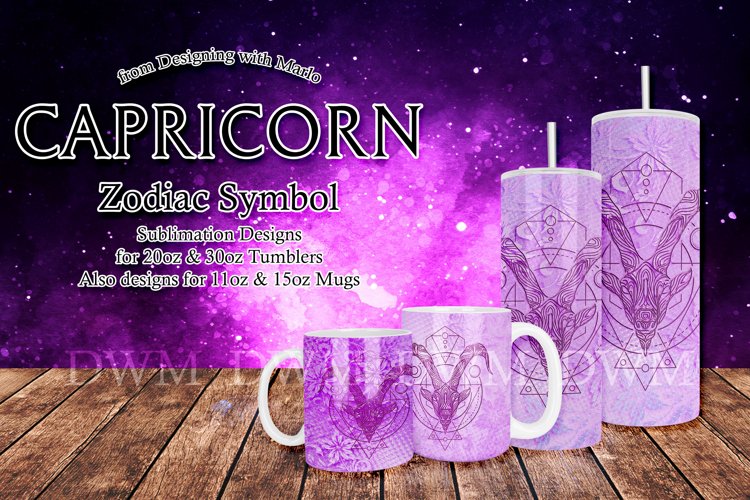 Capricorn - Zodiac Sign Iridescent Drinkware Wraps example image 1