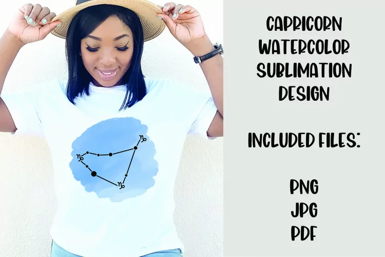 Capricorn Watercolor Zodiac Sign Sublimation Design