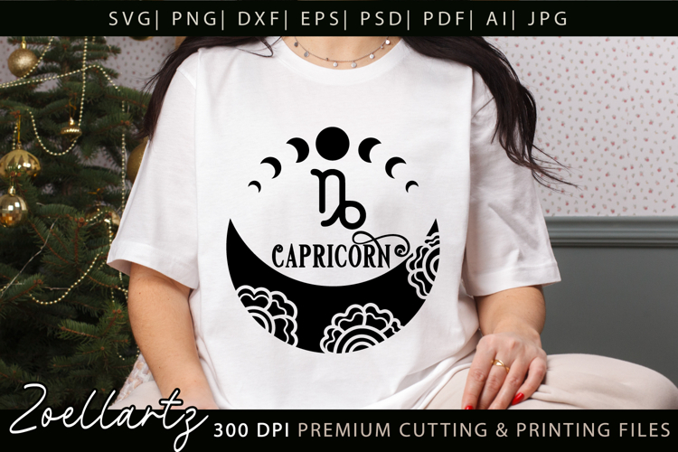 CAPRICORN Zodiac Sign SVG for Cricut Celestial moon SVG