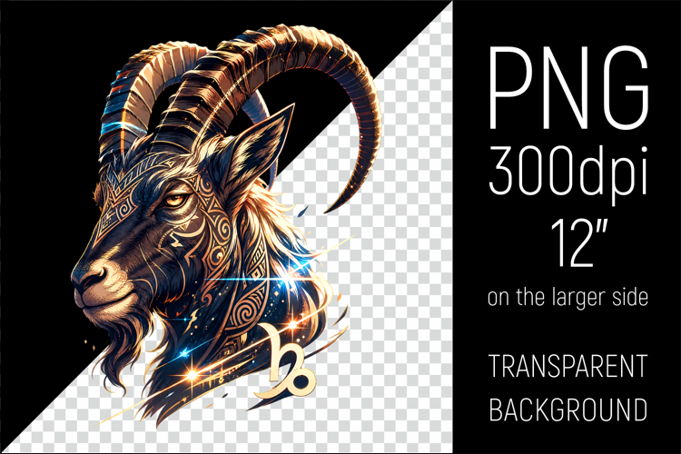 Capricorn Zodiac Sign Clipart | Mystical Horoscope Illustr