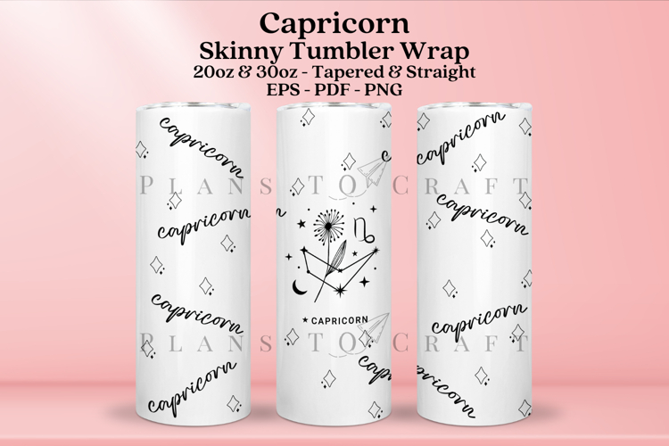 Capricorn Zodiac Skinny Tumbler Sublimation Wrap SVG
