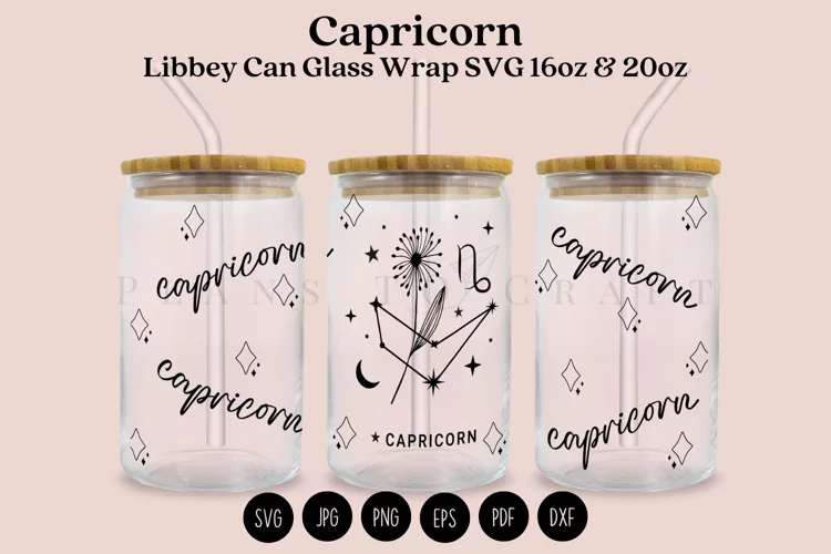 Capricorn Libbey Can Glass Wrap SVG 16oz 20oz