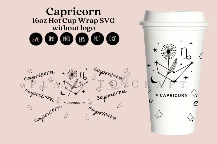 Capricorn Zodiac 16oz Hot Cup Tumbler Wrap SVG