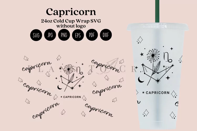 Capricorn Zodiac 24oz Cold Cup Tumbler Wrap SVG