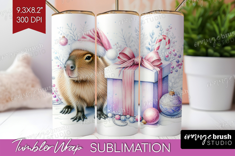 Capybara Pastel Christmas Tumbler Wrap Coquette Xmas Tumbler