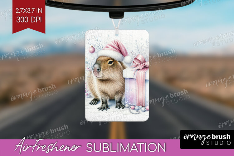 Capybara Pastel Christmas Air Freshener PNG Coquette Xmas example image 1