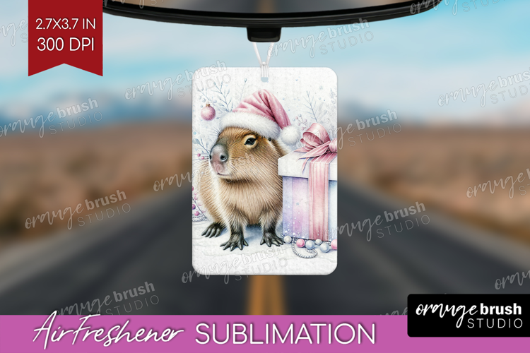 Capybara Pastel Christmas Air Freshener PNG Coquette Xmas