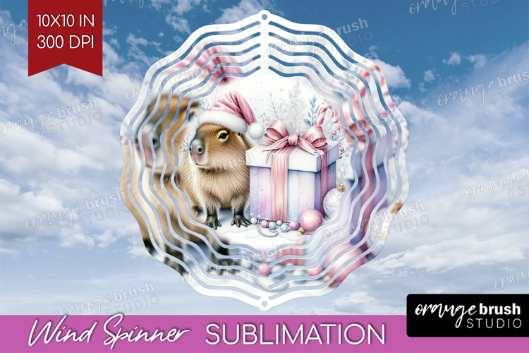 Capybara Pastel Christmas Wind Spinner Sublimation PNG