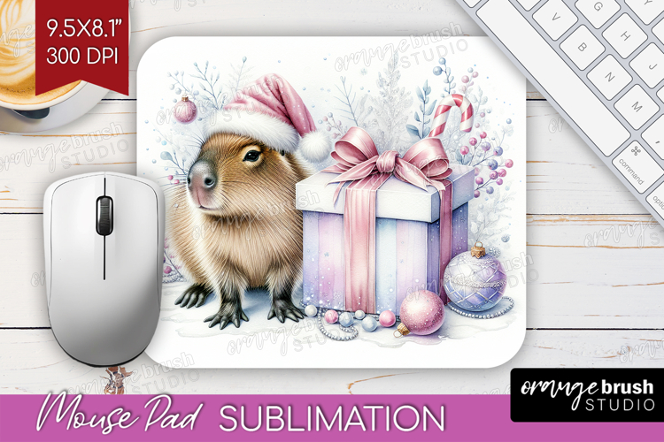 Capybara Pastel Christmas Mouse Pad Sublimation Coquette PNG