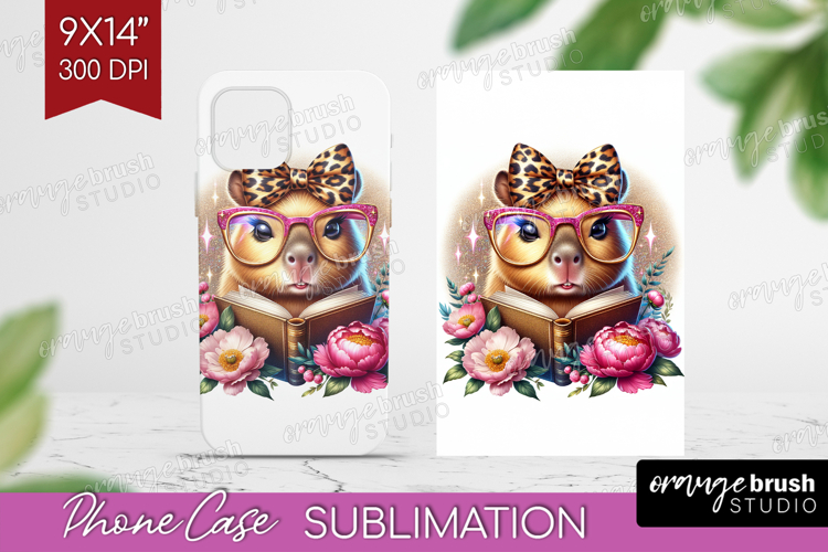 Capybara Reading Phone Case PNG Book Lover Case PNG